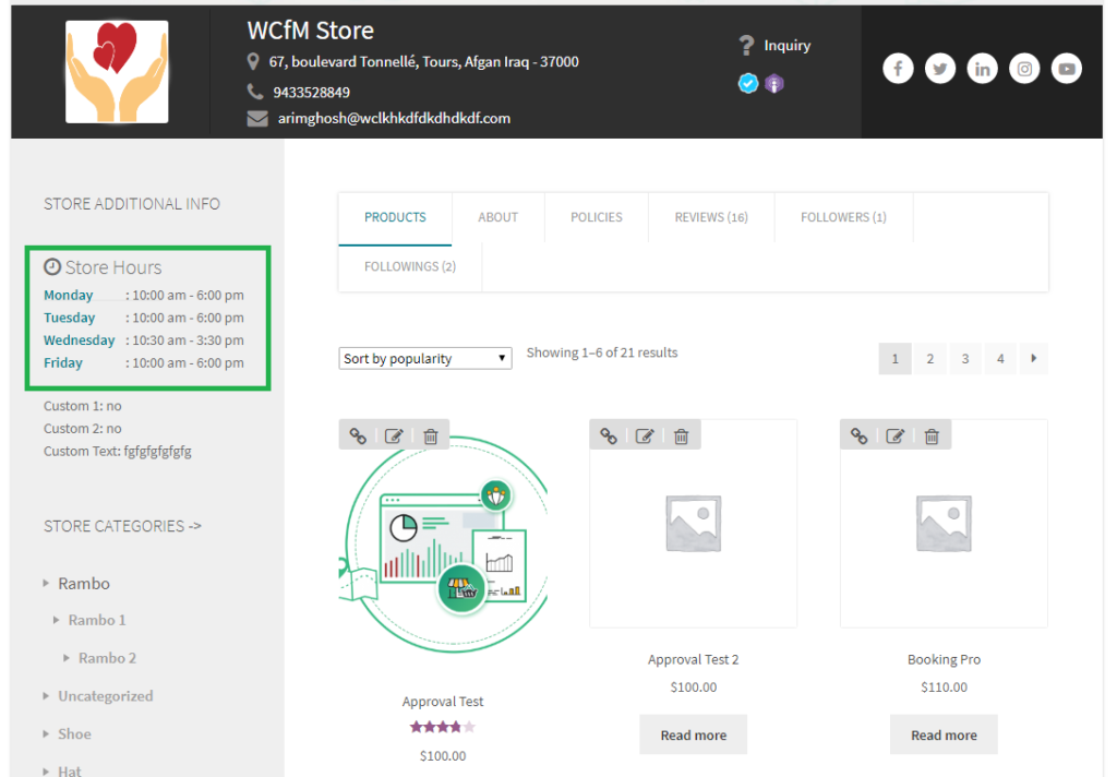 WCFM Marketplace - Store Hours | WC Lovers
